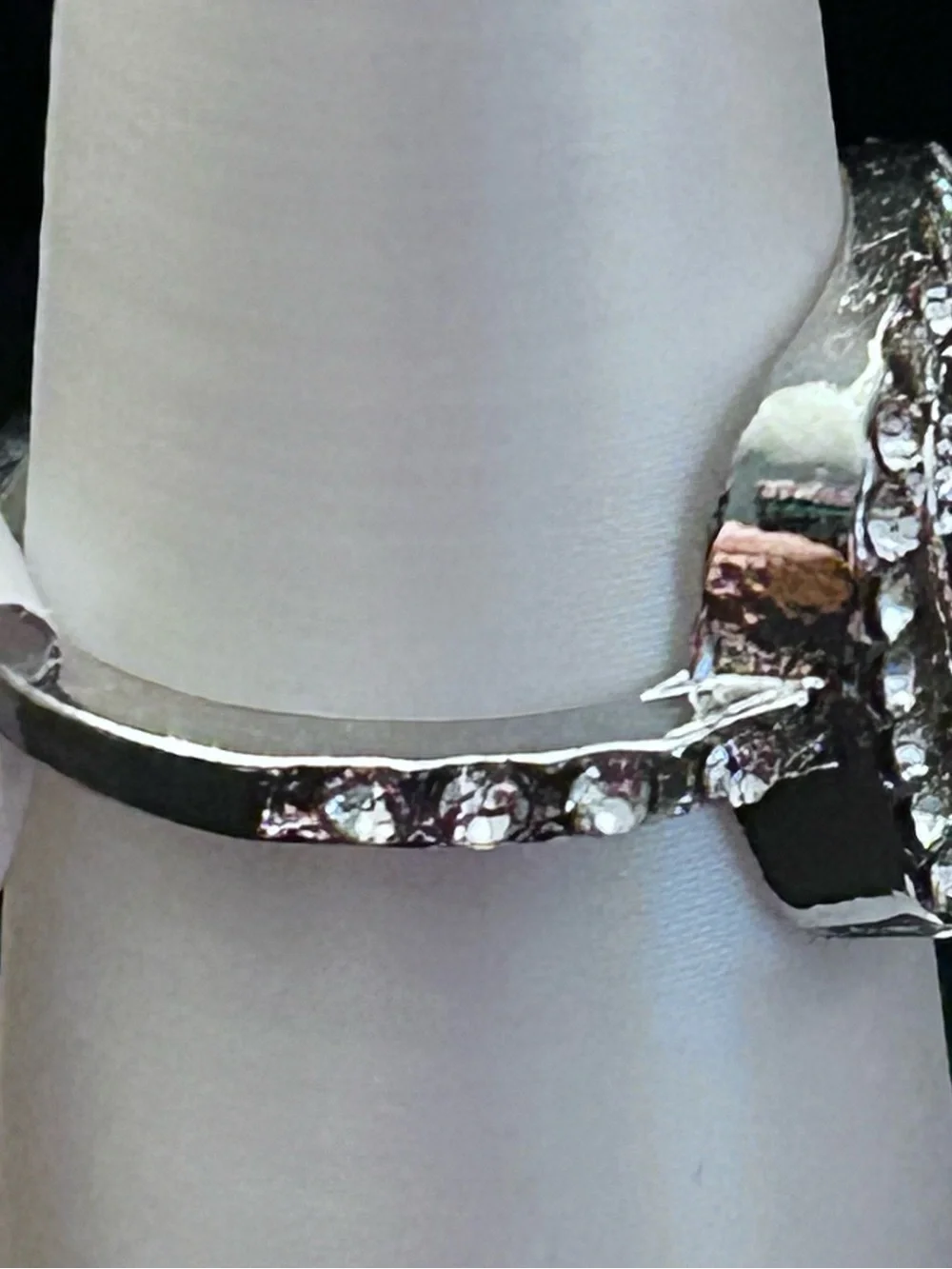 Sparkling Clear Cubic Zirconia Square Ring w/ Double Halo in Silver-Tone NWT